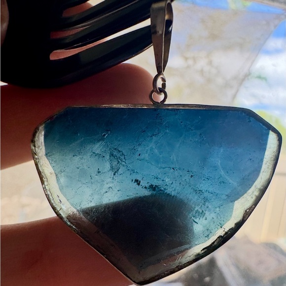 HUGE 16.50CTW RARE COLOR GENUINE BLUE TOURMALINE SLICE PENDANT !! $899 - Picture 1 of 10